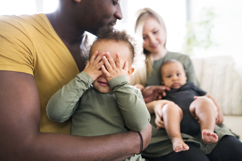 Couple with two small children